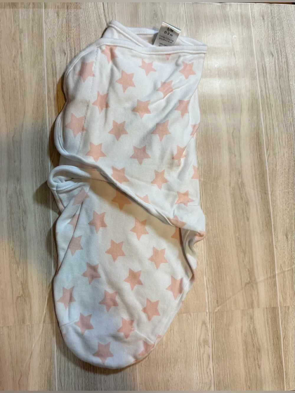 The Peanutshell Set of 3 Baby Swaddle Soft Pink Theme S/M 0-3M